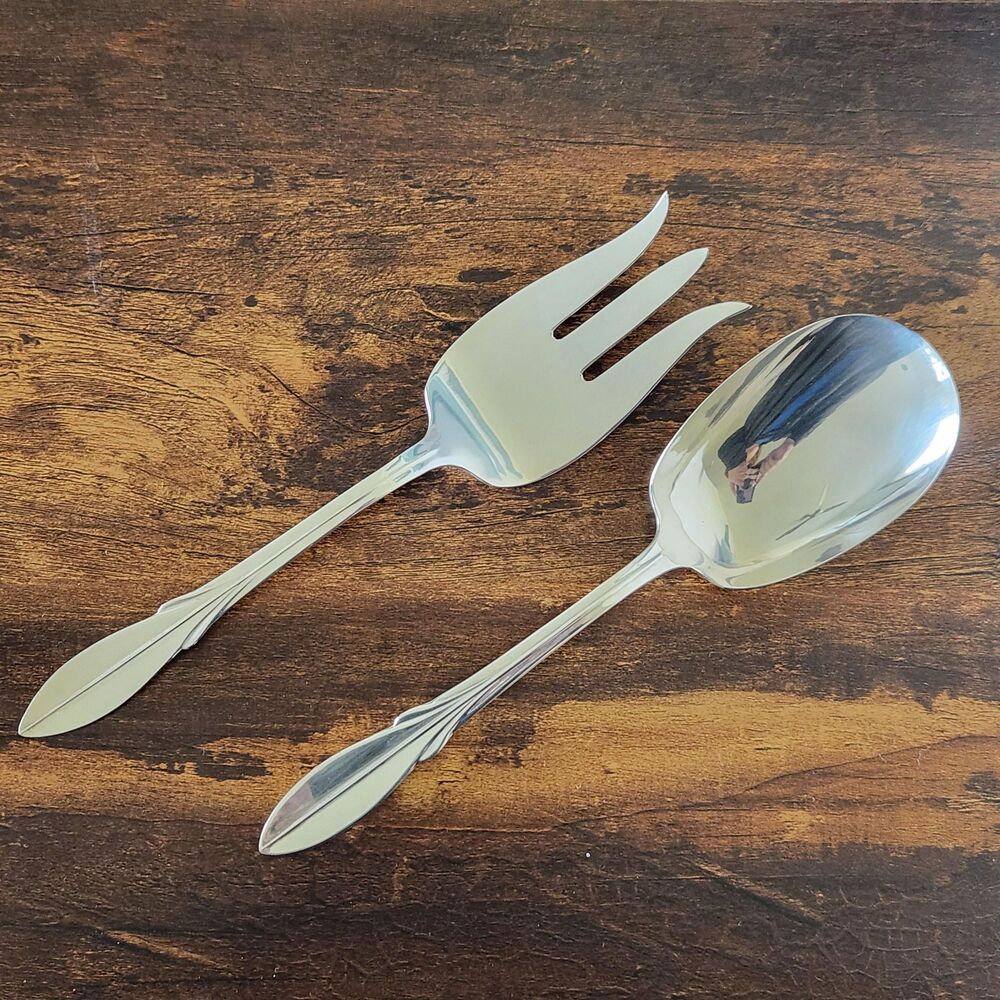 2 pc. OLD CALIFORNIA / Californian Salad Set Spoon & Fork Serving Flatware VTG